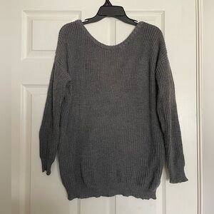 Gray Women's Sweater with Deep V back size small